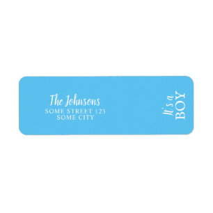 It`s a Boy Blue Typography Baby Shower Address Return Address Label