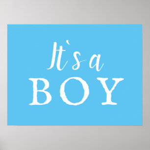 It`s a Boy Blue Typography Baby Shower Sign