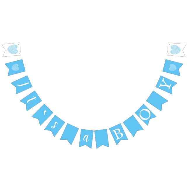 It`s a Boy Blue Typography Hearts Baby Shower Bunting (All)
