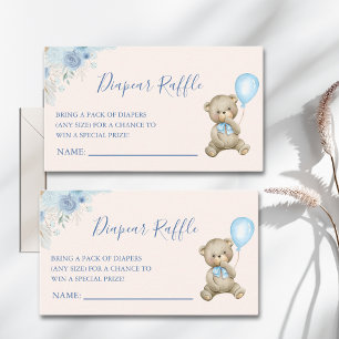 It’s a Boy, Blue Watercolor Bear Baby Shower boy Enclosure Card