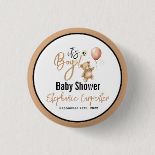 It’s a Boy! Cute Teddy Bear Baby Shower 3 Cm Round Badge