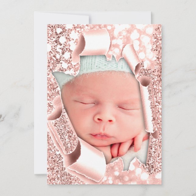 It’s a Boy Girl Photo Rose 3D Glitter Baby Shower Invitation (Front)