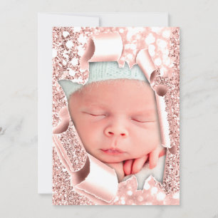 It’s a Boy Girl Photo Rose 3D Glitter Baby Shower Invitation