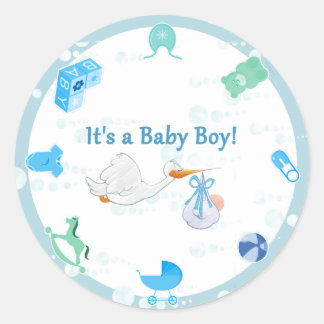 It’s a Boy – Personalised Baby Shower Classic Round Sticker