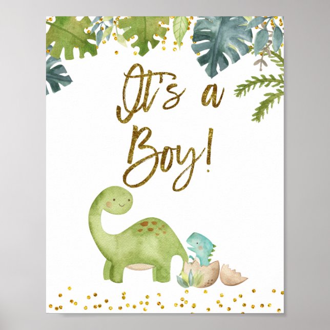 It’s A Boy Sign Dinosaur Baby Shower (Front)
