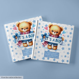 It’s a boy teddy guest book for party memories