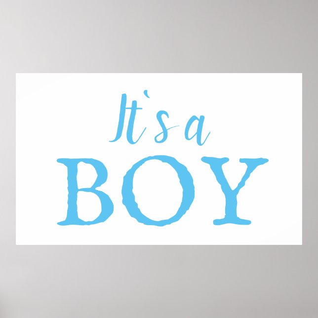 It`s a Boy Typography Blue Baby Boy Baby Shower Poster (Front)