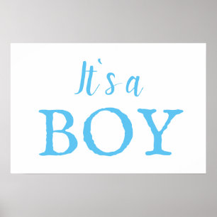 It`s a Boy Typography Blue Baby Boy Baby Shower Poster