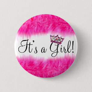 “It’s a Girl!” Baby Tiara 6 Cm Round Badge