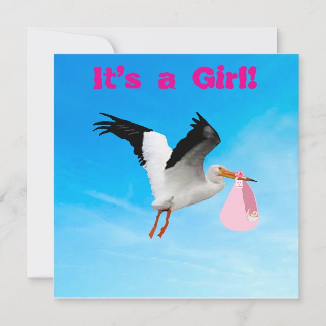 It’s a Girl Birth Announcement Card (Front)