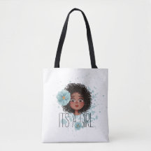 It’s a girl blue flower, baby girl, white tote bag