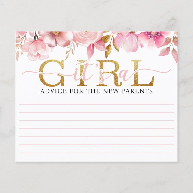 It’s a Girl Blush Pink Baby Shower Advice Card (Front)