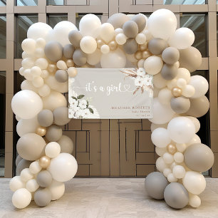 It’s a Girl Boho Floral Neutral Baby Shower Banner