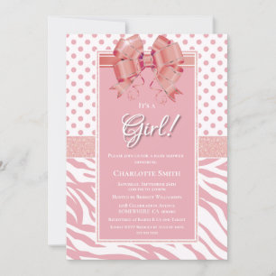 It’s a Girl Pink and White Baby Shower Invitation