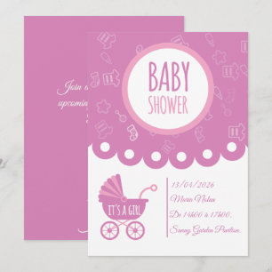 It’s a Girl Pink Baby Shower Card   Cute Baby 