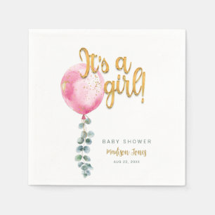 It’s a Girl Pink Balloon Baby Shower Napkins