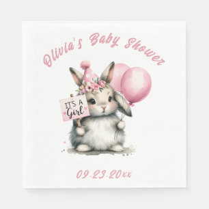 It’s a Girl Pink Bunny Rabbit Baby Shower Napkin