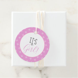 It’s a Girl Pink Star Pattern Baby Shower Favour Tags