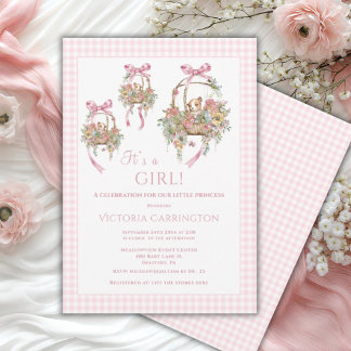 It’s a Girl Pink Vintage Baby Shower Invitation