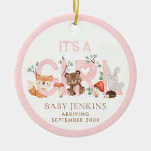 It’s a Girl Woodland Sonogram Photo Christmas Ceramic Ornament