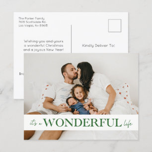 It’s A Wonderful Life Green Photo Holiday Postcard