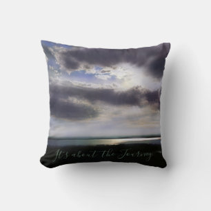 It’s about the journey, romantic sunset over water cushion