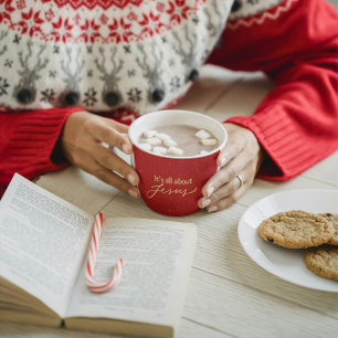 It’s All About Jesus – Red & Gold Christmas Mug