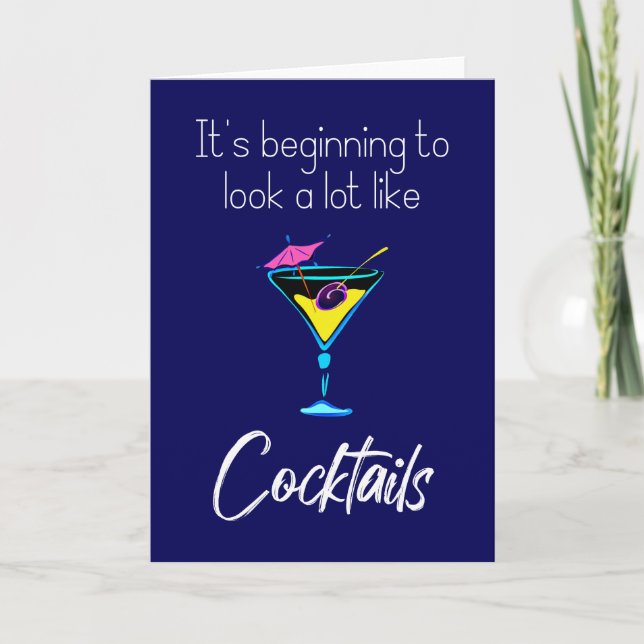 It’s Beginning to Look a Lot Like Cocktails Blue Card (Front)