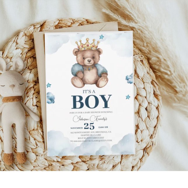 IT’S BOY Bear Baby Shower Invitation (Creator Uploaded)