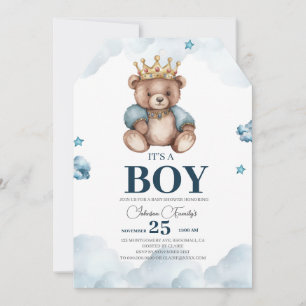 IT’S BOY Bear Baby Shower Thank You Card
