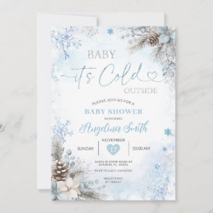 It’s Cold Outside Blue Winter Baby Shower  Invitation