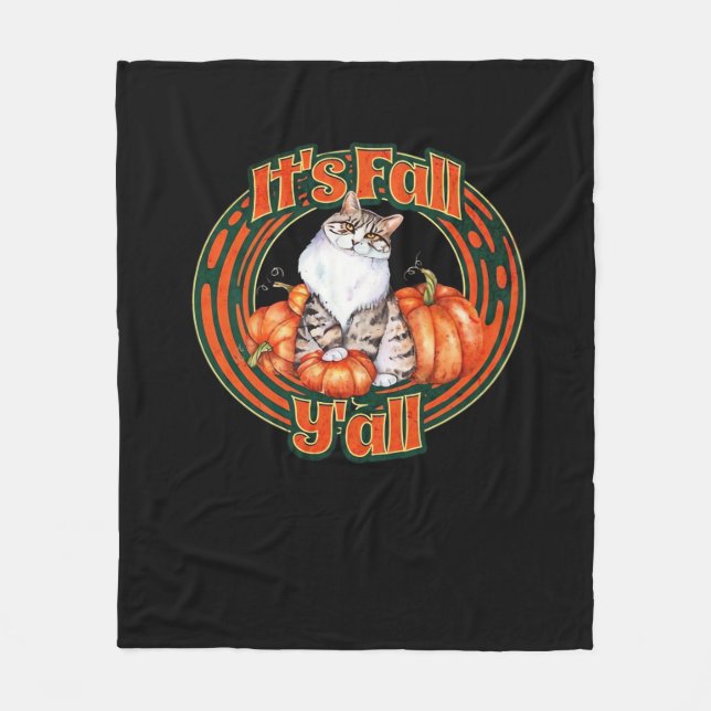 It’s Fall Y’all And Pumpkins Fleece Blanket (Front)