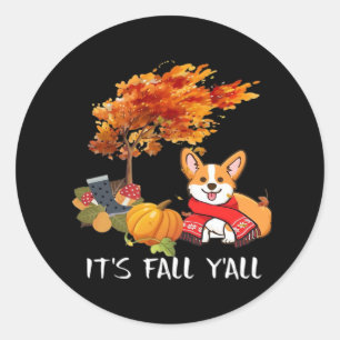 It’s Fall Y’all Autumn Cool Graphic Classic Round Sticker