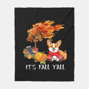 It’s Fall Y’all Autumn Cool Graphic Fleece Blanket