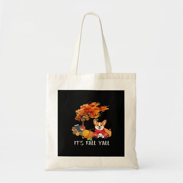 It’s Fall Y’all Autumn Cool Graphic Tote Bag (Front)