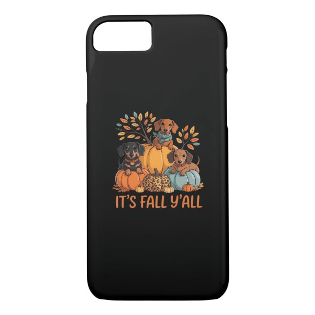 It’s Fall Y’all Autumn Dachshund Pumpkins Fall Case-Mate iPhone Case (Back)