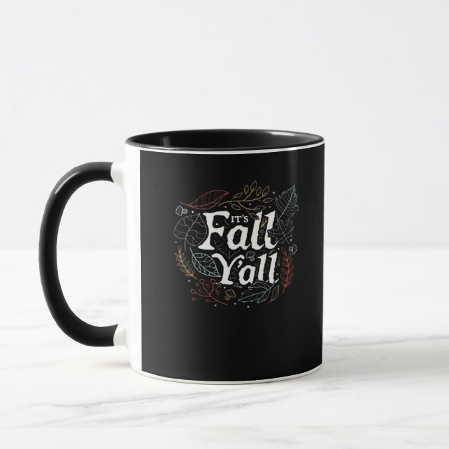 It’s Fall Y’all Autumn Design Retro Classic Mug (Left)