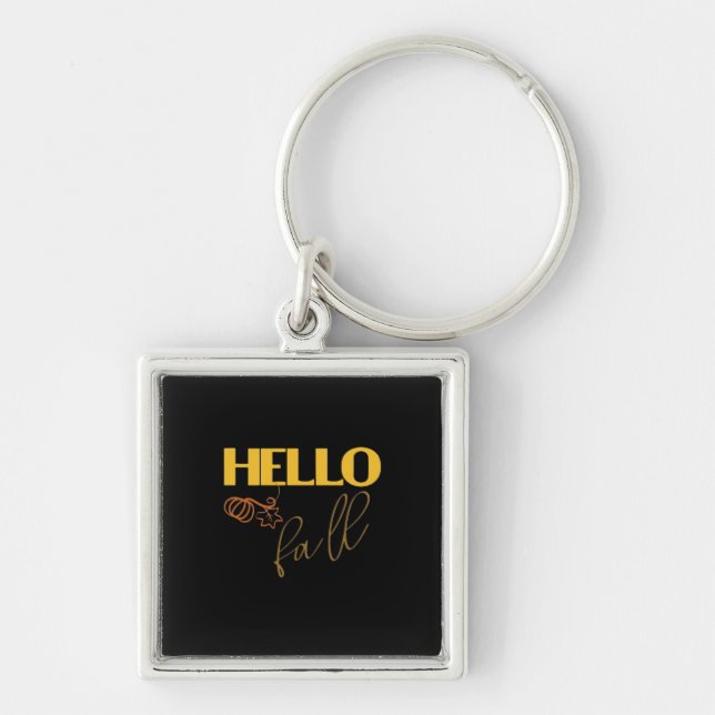 It’s Fall Y’all Autumn Leave Design Cute Pumpkin V Key Ring (Front)