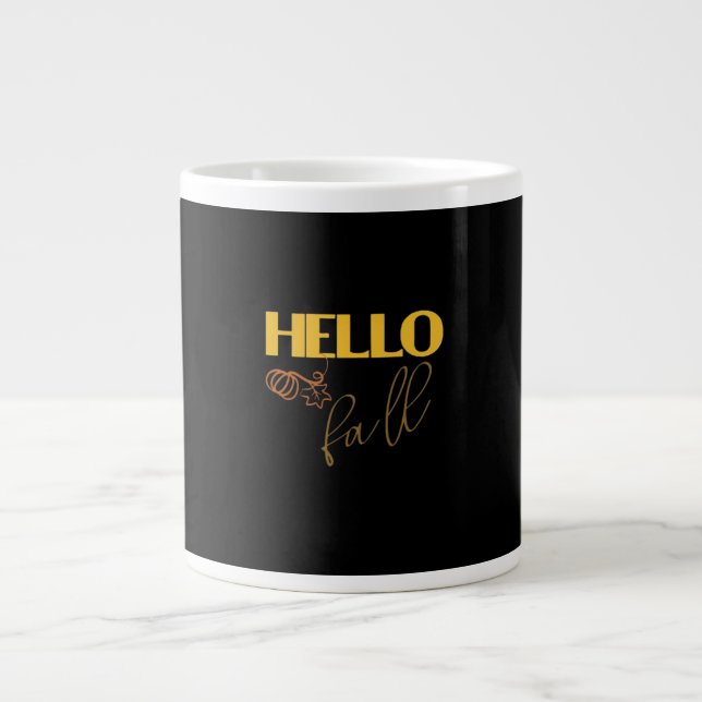 It’s Fall Y’all Autumn Leave Design Cute Pumpkin V Large Coffee Mug (Front)