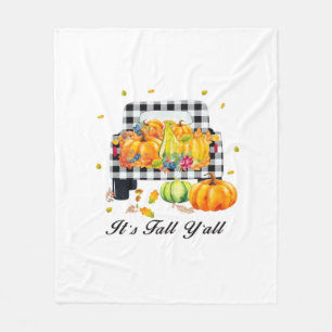 It’s Fall Y’all Autumn Pumpkin Plaid Fleece Blanket