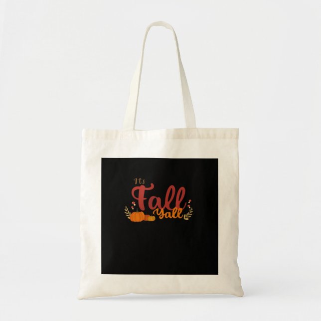 It’s Fall Y’all Autumn Pumpkins And Mushrooms Desi Tote Bag (Front)