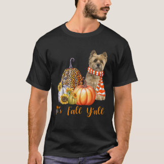It s Fall Y all Cairn Terrier Dog Leopard Pumpkin  T-Shirt