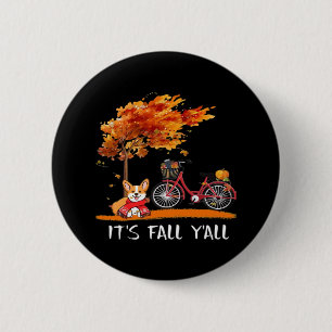 It’s Fall Y’all Cardigan Dog Autumn Design Funny G 6 Cm Round Badge