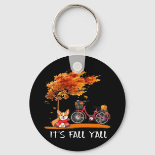 It’s Fall Y’all Cardigan Dog Autumn Design Funny G Key Ring