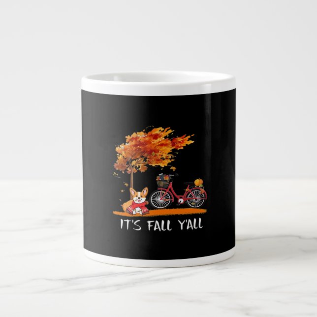 It’s Fall Y’all Cardigan Dog Autumn Design Funny G Large Coffee Mug (Front)