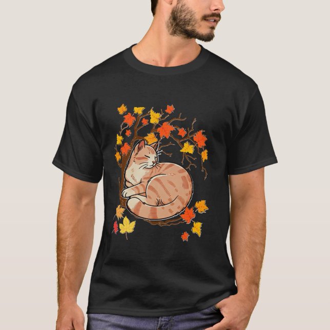 It s Fall Y all Cat Leaf Fall Tree Hello Autumn Th T-Shirt (Front)