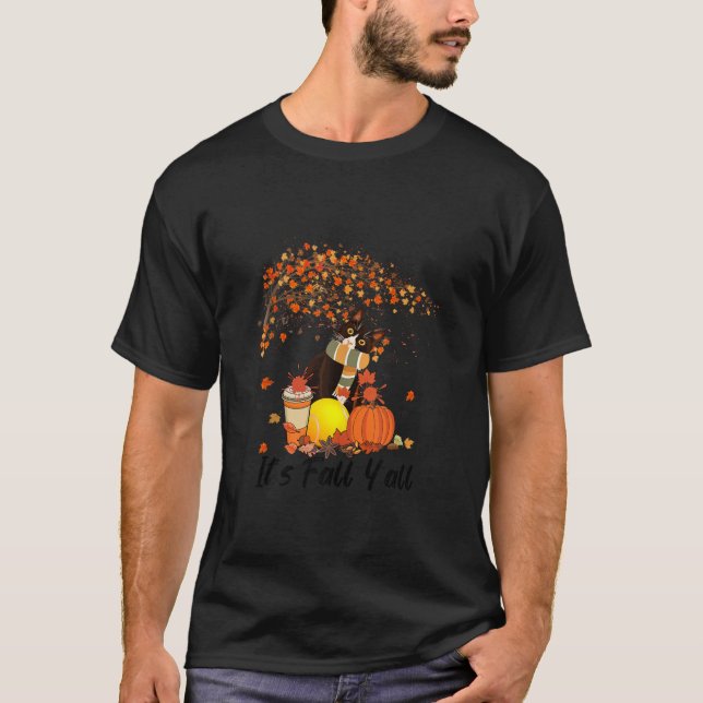 It s Fall Y all Cat Tennis Lovers Halloween Thanks T-Shirt (Front)