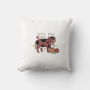 It’s Fall Y’all Cow Retro Style Cushion