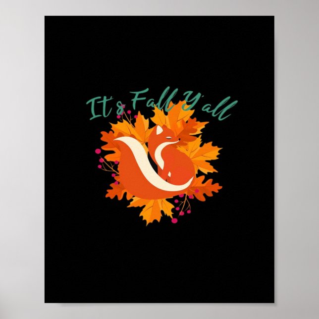 It’s Fall Y’all Cute Autumn Tree Fall Leaves Poster (Front)