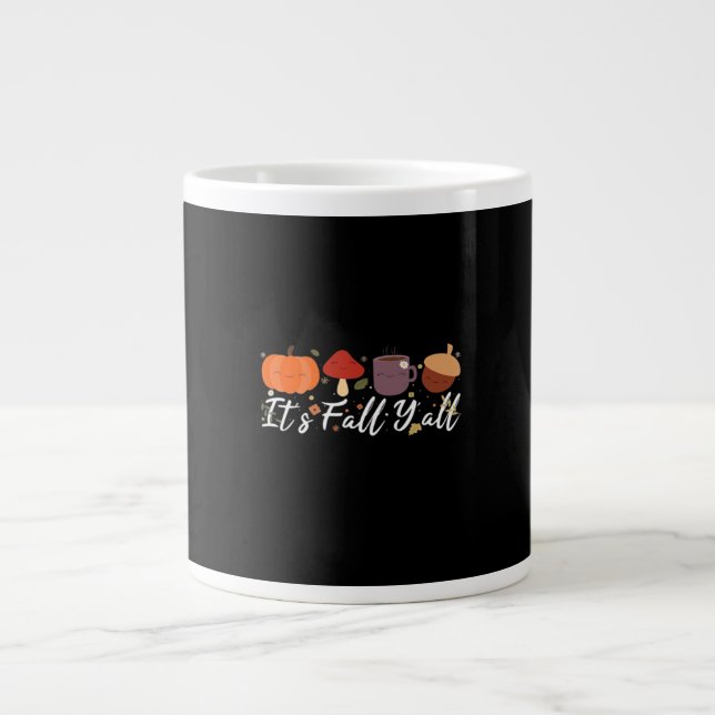 It’s Fall Y’all Cute Coffee Pumpkin Autumn Tree Fa Large Coffee Mug (Front)